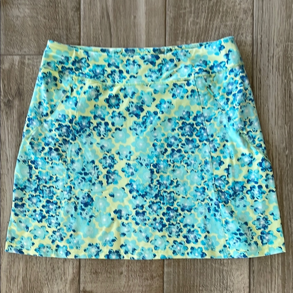 Title Nine Blue and Yellow Floral Mini Skirt